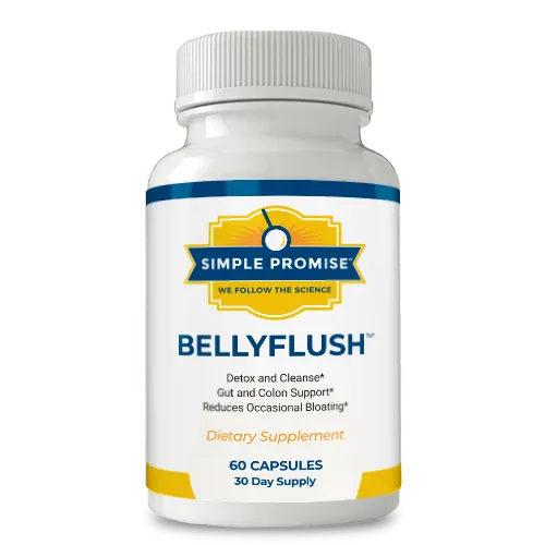 BellyFlush nightly gut cleanse supplement bottles by Simple Promise